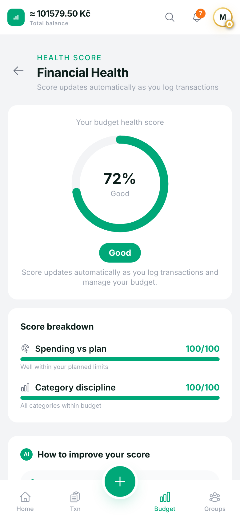 AI financial health score